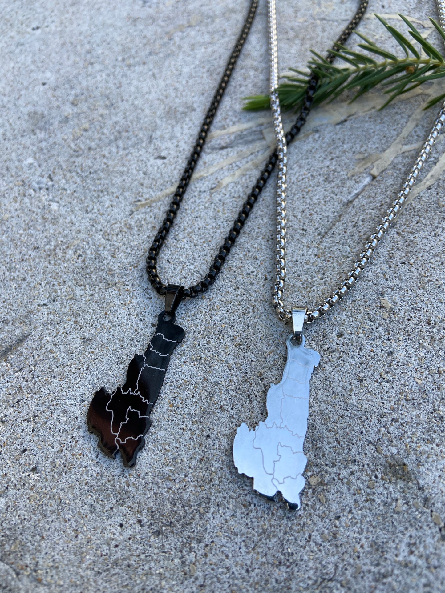 Chin State Map Necklace Silver