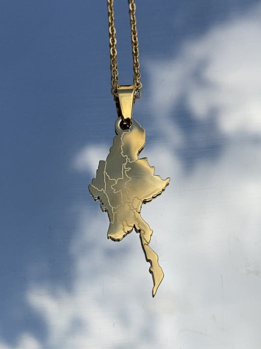 Myanmar Gold Map Necklace