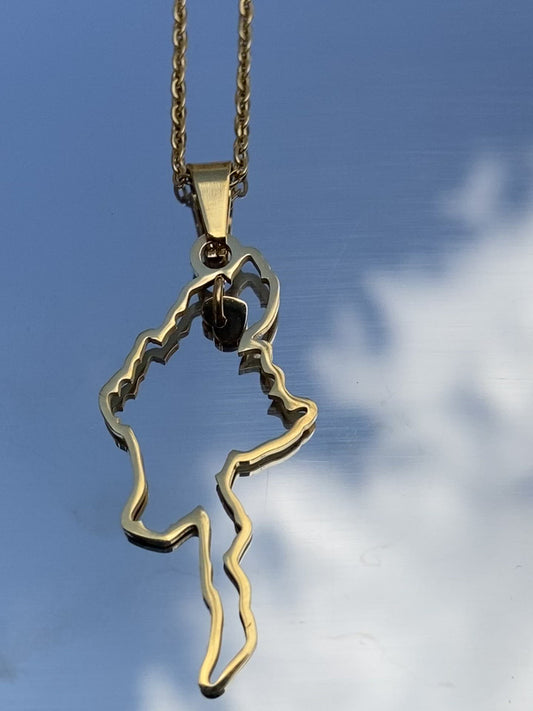 Myanmar Hollow Gold Map Necklace