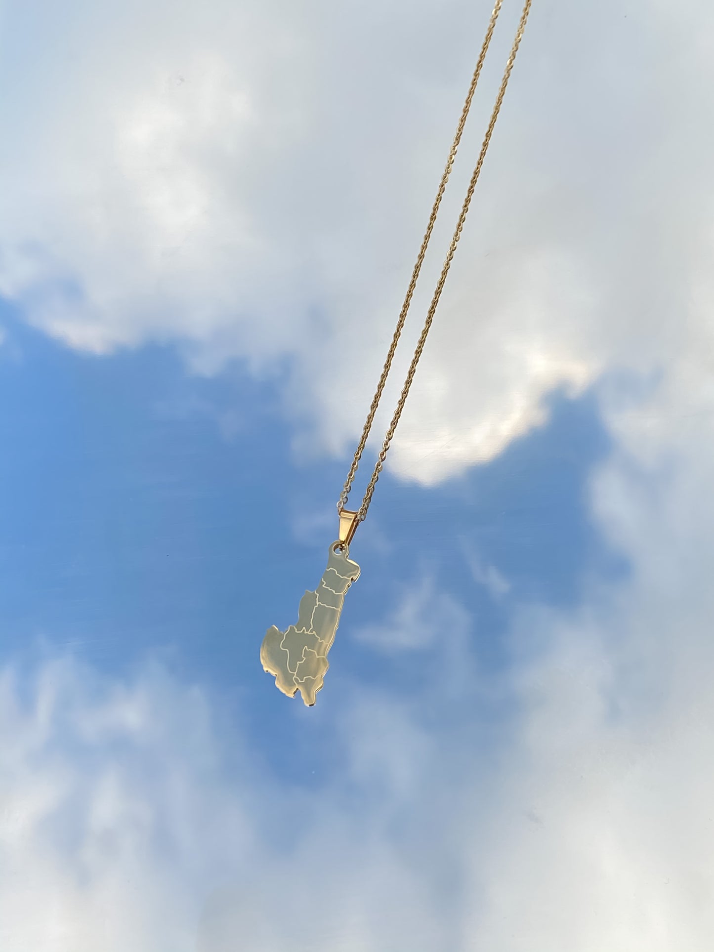 Chin State Map Necklace Gold