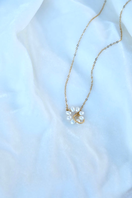 Double Circles Pendant Pearl Necklace