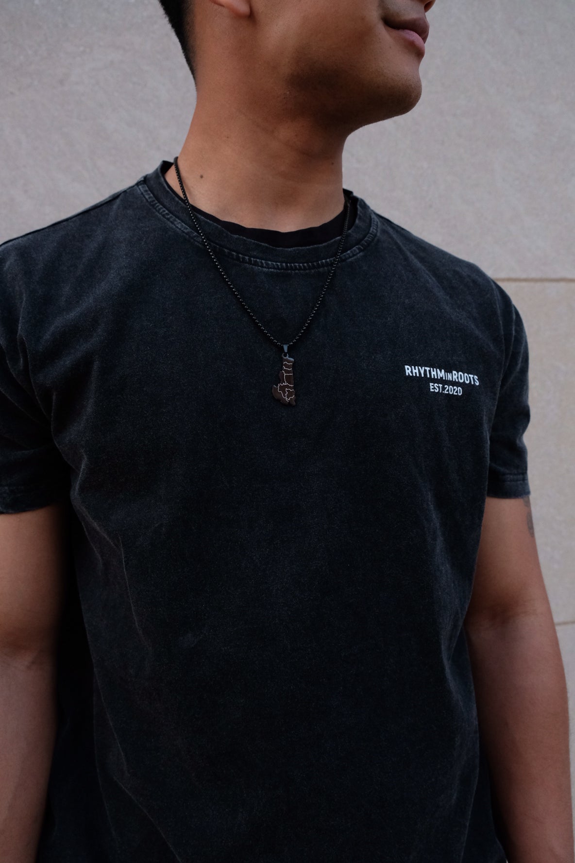 Chin State Map Necklace Black
